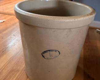 Large antique stoneware crock with maker's stamp