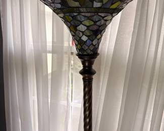 Tiffany style stained glass torchiere floor lamp