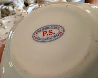 P.S. Fine Bone China maker's mark, Made in England