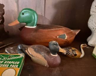 Painted carved wood mallard duck decoys