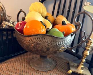 Silverplate footed compote fruit bowl with handles