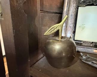 Solid brass apple paperweight figurine
