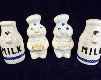 Pillsbury Doughboy and Milk Bottle Salt and Pepper Shakers