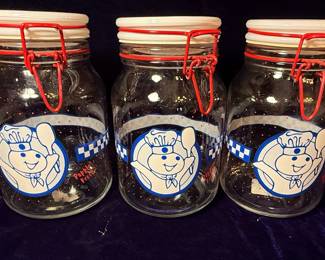 Pillsbury Doughboy "Poppin' Fresh" Glass Jars (Set of 3)