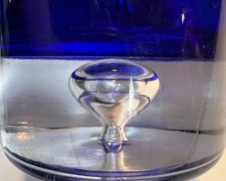 Cobalt Blue Blenko Glass Water Bottle Style Vase