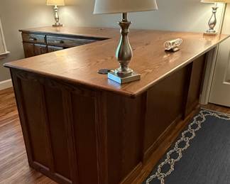 Creative Ideas Oak Executive L-Shaped Desk