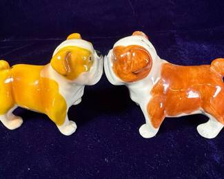 Ceramic Bulldog Salt and Pepper Shakers