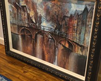 Impressionist Canal Scene Oil Painting by Luigi Fratelle Style