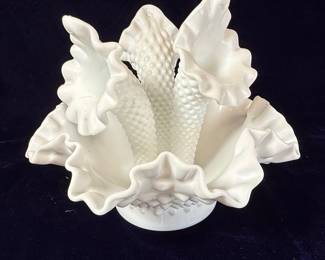 Fenton Style Hobnail Milk Glass Epergne