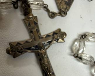 Vintage Sterling Silver Crystal Rosary with Miraculous Medal Center