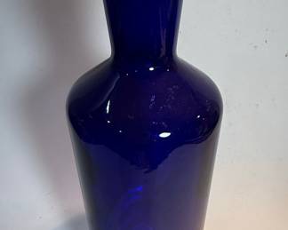 Cobalt Blue Blenko Glass Water Bottle Style Vase