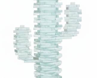 Stacked Glass Saguaro Cactus Sculpture