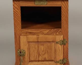 White Clad Oak Ice Box Style Side Table
