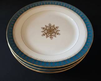 M. Redon Limoges France Blue  Gold Salad Plate