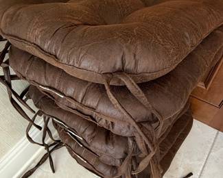 Brown Faux Leather Tufted Chair Cushions (Set of 4)