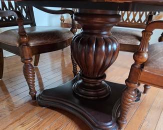 Bernhardt Dining Table with Six Captain's Chairs and Leaf