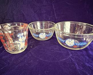Anchor Hocking Pillsbury Doughboy Mixing Bowls and Measuring Cup Set