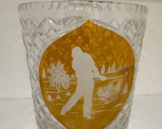 Crystal Ice Bucket with Golfer Etching