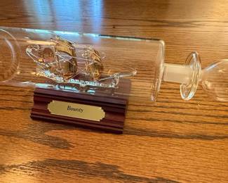 Glass Ship Decanter 'Bounty' Style