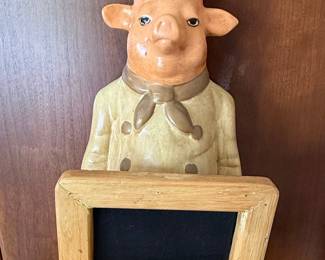 French Chef Pig Statue with Chalkboard