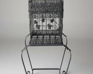 Ornate Black Metal Birdcage Stand