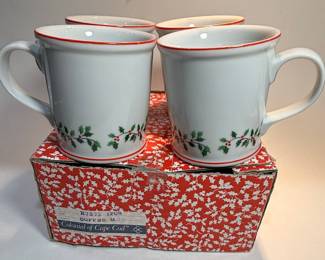 Colonial of Cape Cod "Holly Berry" Coffee Mugs (Set of 4)