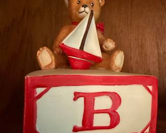 Schmid Gordon Fraser "B" Teddy Bear with Sailboat Figurine