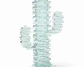 Stacked Glass Saguaro Cactus Sculpture