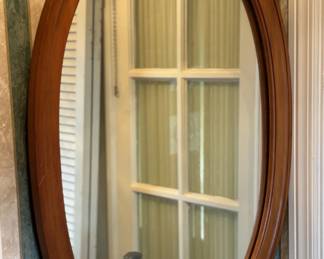 Vintage Oval Wood Framed Mirror