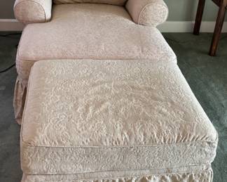 Traditional Style Upholstered Chaise Lounge Chair with Matching Ottoman