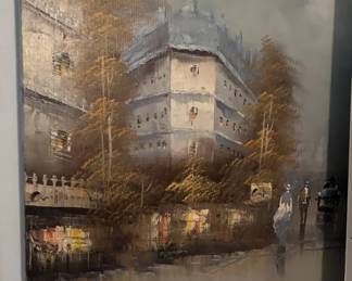 Collectible Oil Painting of Parisian City Street Signed by the Painter R. Simmons