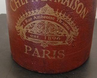 Brick red Paris themed lamps. Two available