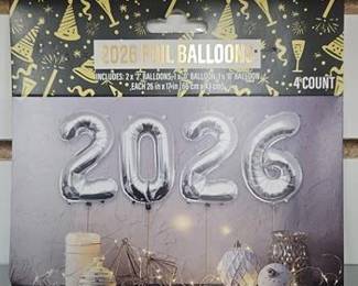 2026 Silver Foil Number Balloons Set