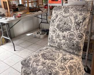 black and white slipper chair