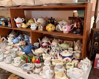 tea cups, tea pots, trivet trays, hat boxes