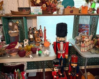 Large nutcrackers, pilgrims figures, fall decor