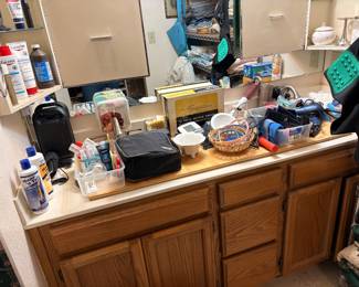 bathroom stuff, razors, hair dryers, etc.
