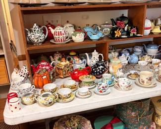tea cups, tea pots, trivet trays, hat boxes