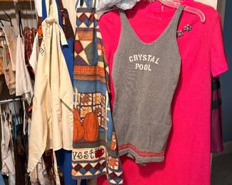 aprons, swim suit, vintage dress