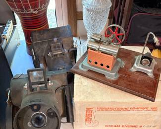 WWII Aircraft camera, Jensen steam engine, drum