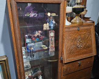 desk with display cabinet 