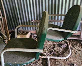 4 metal chairs available, one needs repair