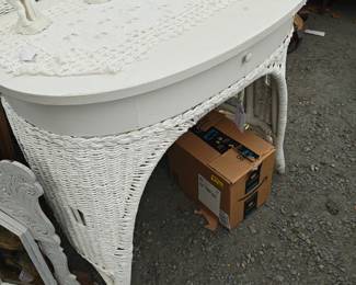 Antique Wicker Vanity Desk 
