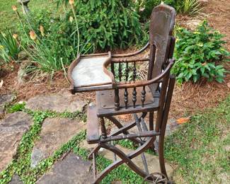 Antique Baby stroller and Highchair Combo 