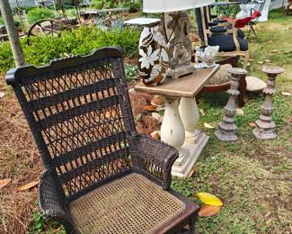Antique Wicker Sewing Rocker in original condition 