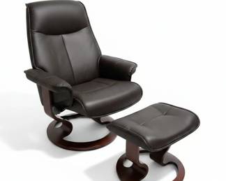 Fjords Admiral R Leather Recliner and Ottoman Set