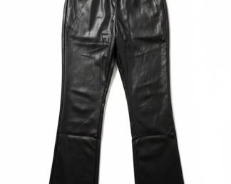 Womens Black Faux Leather Flare Pants and Jacket Set