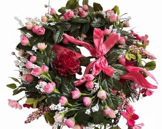 Artificial Floral Wreath with Pink Roses and Berries