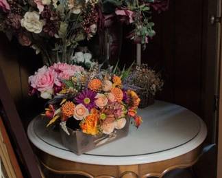 Vintage Floral Arrangement with Wooden Box