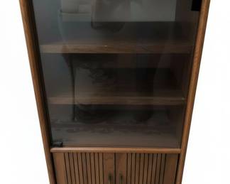 Vintage MidCentury Modern Slatted Door Display Cabinet